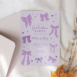 Purple Coquette Bow Graduation Party  Invitation