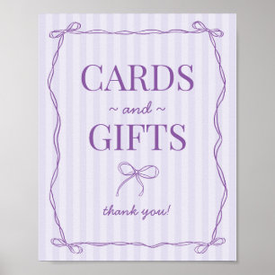 Purple Coquette Bow Lavender Cards and Gifts Sign