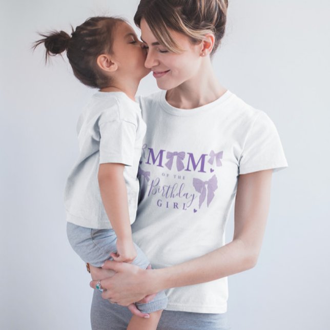 Purple Coquette Bow Mum of the Birthday Girl T-Shirt (Creator Uploaded)