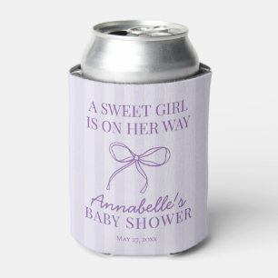 Purple Coquette Bow Pastel Baby Shower Favour Can Cooler