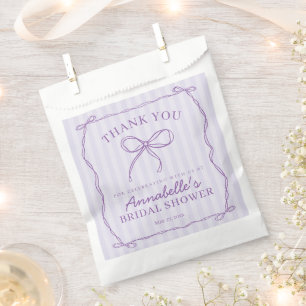 Purple Coquette Bow Pastel Bridal Shower Dessert Favour Bag