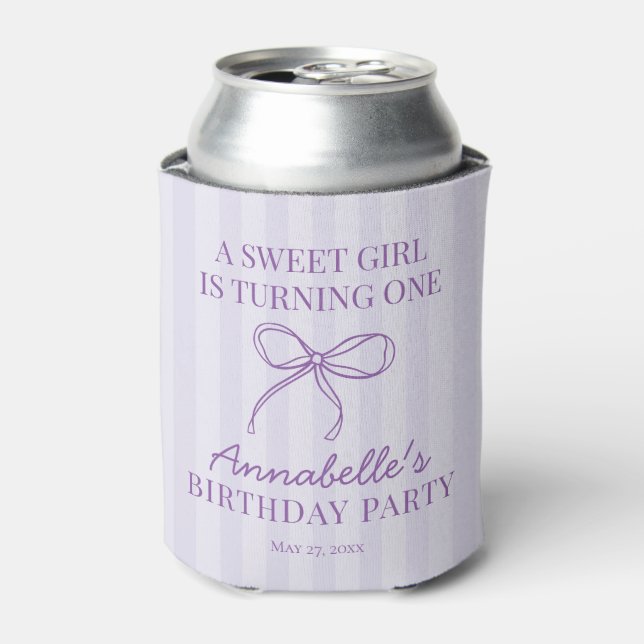 Purple Coquette Bow Pastel Lavender Birthday Favou Can Cooler (Can Front)