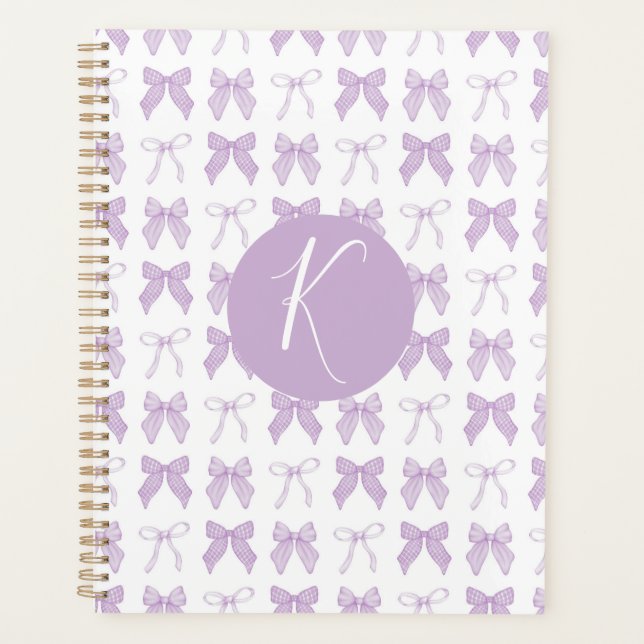 Purple Coquette Bow Personalise Planner (Front)