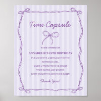 Purple Coquette Bow Time Capsule Birthday Game