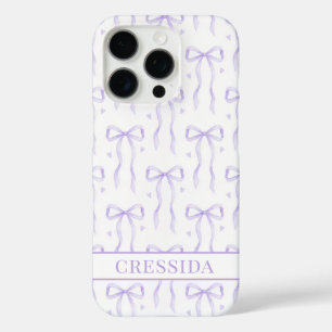 Purple Coquette Bows Monogrammed iPhone 16 Pro Case