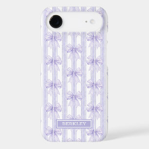 Purple Coquette Bows on Stripes Monogrammed