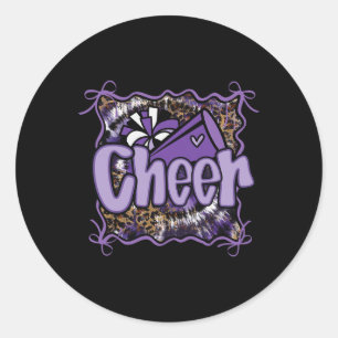 Purple Coquette Cheer Cheerleader Pom Megaphone Gi Classic Round Sticker