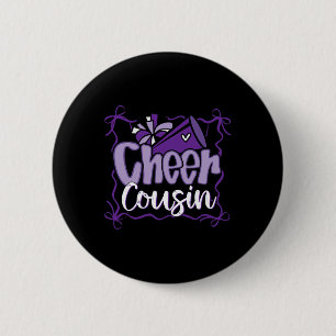 Purple Coquette Pom Poms Bow Cheer Cousin Cheerlea 6 Cm Round Badge