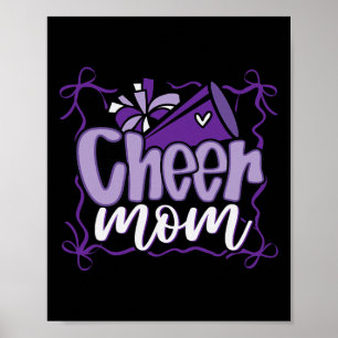 Purple Coquette Pom Poms Bow Cheer Mum Mama Cheerl Poster