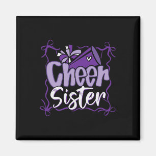 Purple Coquette Pom Poms Bow Cheer Sister Cheerlea Magnet