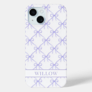 Purple Coquette Watercolor Bows iPhone 15 Case
