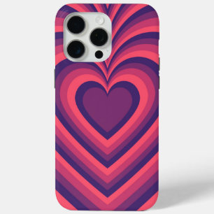 Purple Coral Red Hypnotic Heart Love Pattern iPhone 15 Pro Max Case