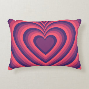 Purple Coral Red Hypnotic Heart Love Pattern Decorative Cushion