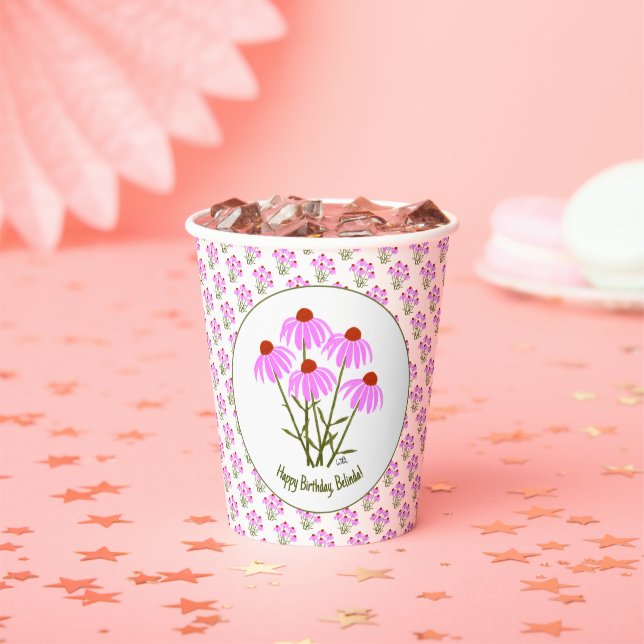 Purple Cornflowers Paper Cups (Insitu)