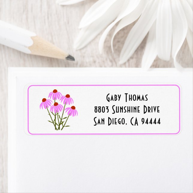 Purple Cornflowers Return Address Labels (Insitu)
