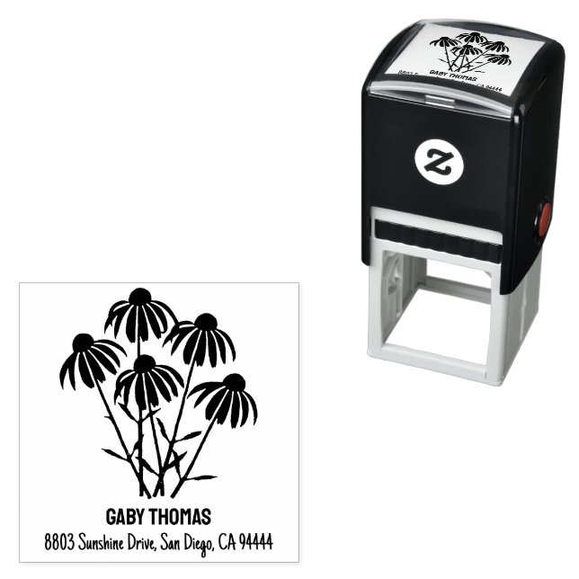 Purple Cornflowers Self Ink Stamp (In Situ)