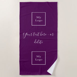 Purple corporate logo white text business beach towel