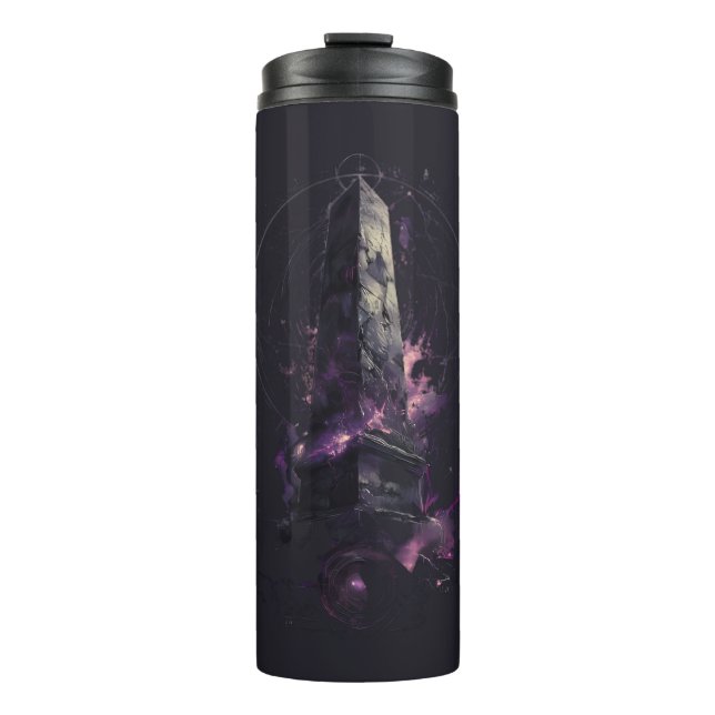 Purple Cosmic Obelisk Occult Dark Art Thermal Tumbler (Front)