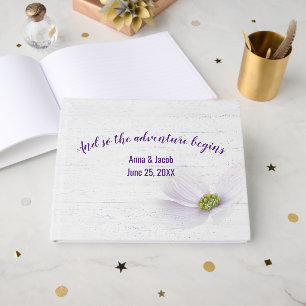 Purple Cosmos Flower Wedding Guest Book