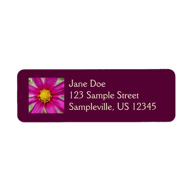 Purple Cosmos Wildflower Return Address Label (Front)
