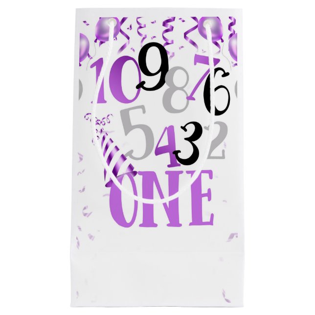 Purple Countdown to One  Small Gift Bag (Front)