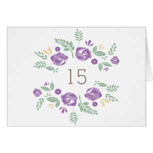 Purple Country Floral Table Number Card