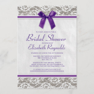 Purple Country Lace Bridal Shower Invitations