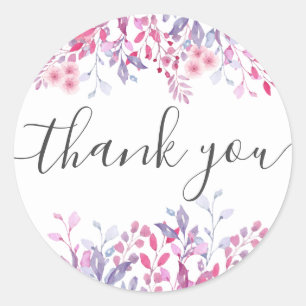 Purple Country Wildflowers Watercolor Floral Classic Round Sticker