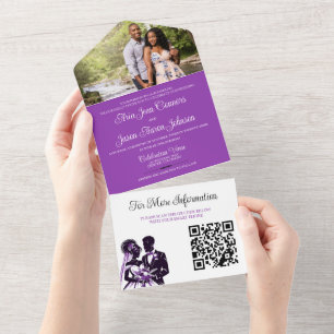 Purple Couple All In One Invitation