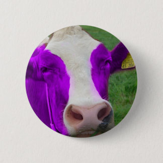 purple cow 6 cm round badge