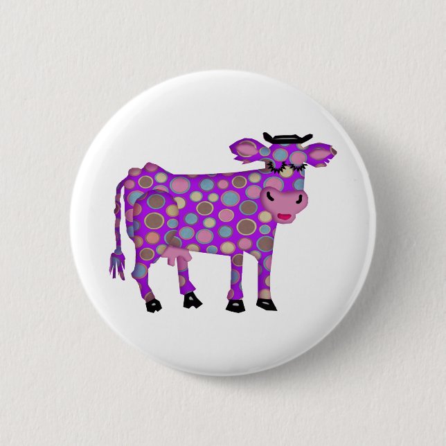 Purple Cow 6 Cm Round Badge (Front)