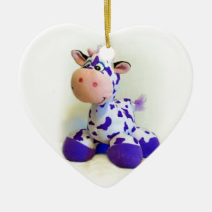 Purple Cow Ceramic Ornament