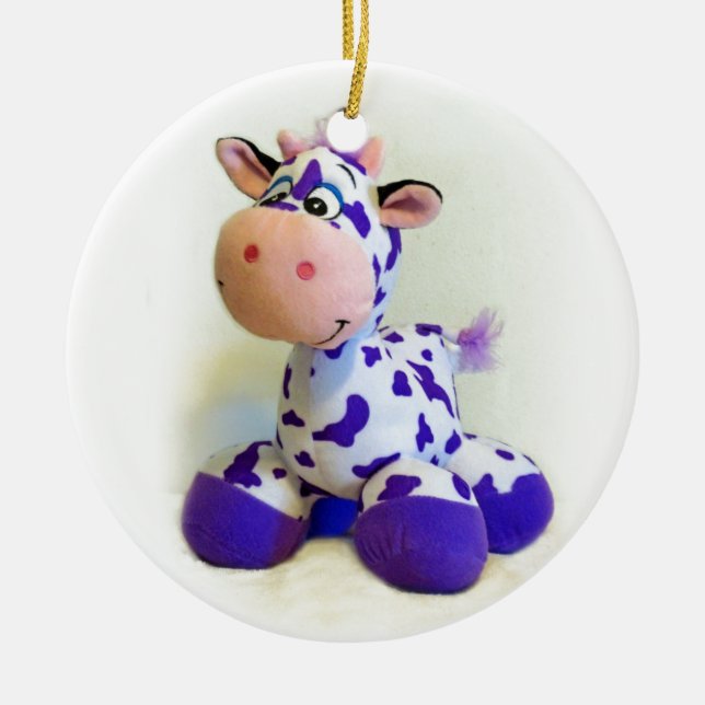 Purple Cow Ceramic Tree Decoration (Front)