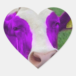 purple cow heart sticker