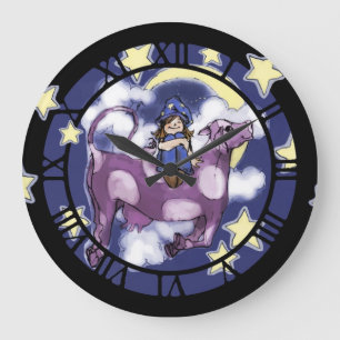 Purple Cow Large Clock