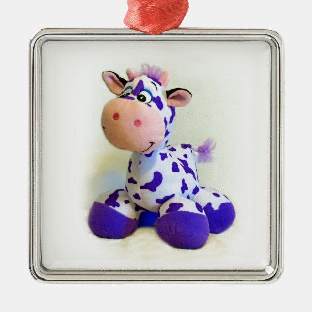 Purple Cow Metal Ornament (Front)