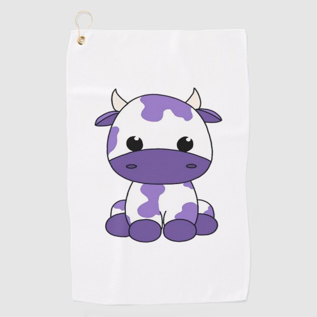 Purple cow Oversized T-Shirt_1 Golf Towel (Front)