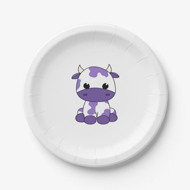 Purple cow Oversized T-Shirt_1 Paper Plate (Front)