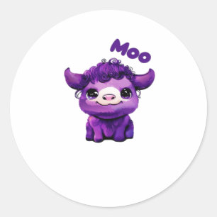 Purple Cow Oversized T-Shirt Classic Round Sticker