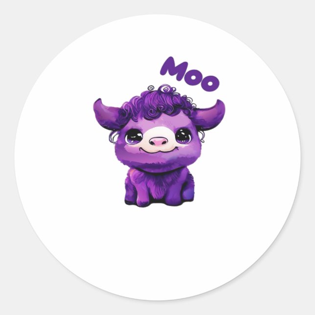 Purple Cow Oversized T-Shirt Classic Round Sticker (Front)