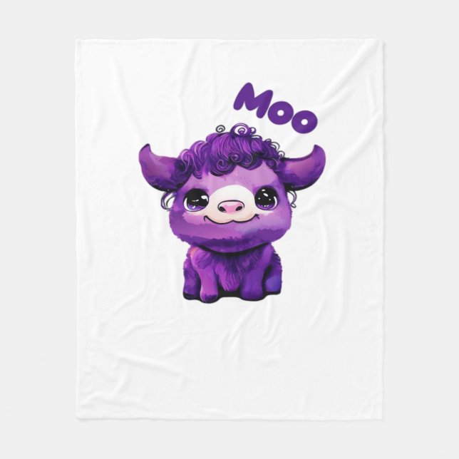 Purple Cow Oversized T-Shirt Fleece Blanket (Front)