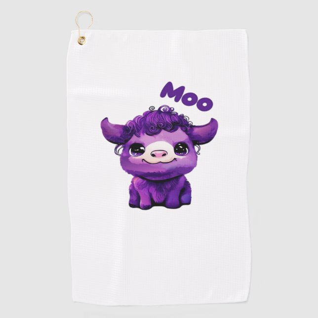 Purple Cow Oversized T-Shirt Golf Towel (Front)