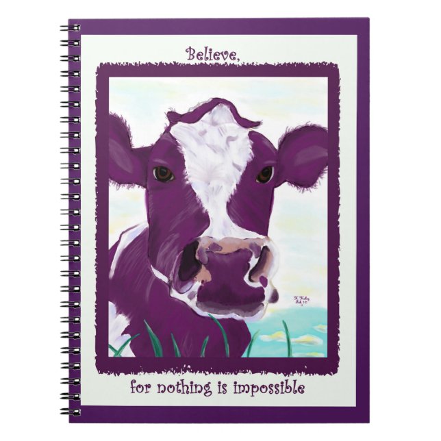Purple Cow Quite Possibly Contemplating Flight Notebook (Front)