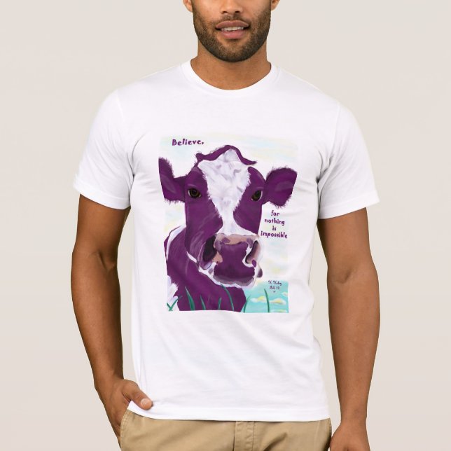 Purple Cow Quite Possibly Contemplating Flight T-Shirt (Front)