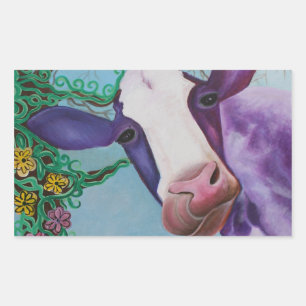 Purple Cow Rectangular Sticker