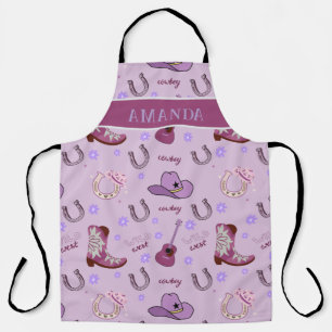 Purple Cowboy Wild West All over print Pattern Apron