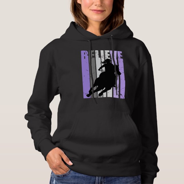 Purple Cowgirl Barrel Racing Horse Riding Rider Ri Hoodie (Front)