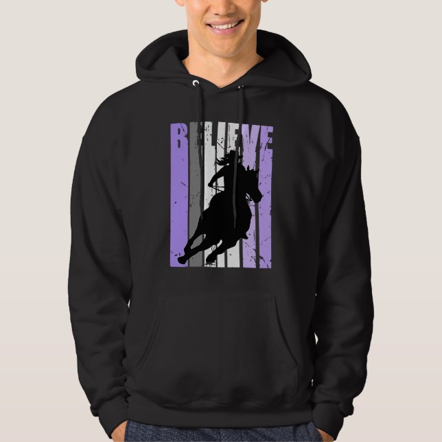 Purple Cowgirl Barrel Racing Horse Riding Rider Ri Hoodie (Front)
