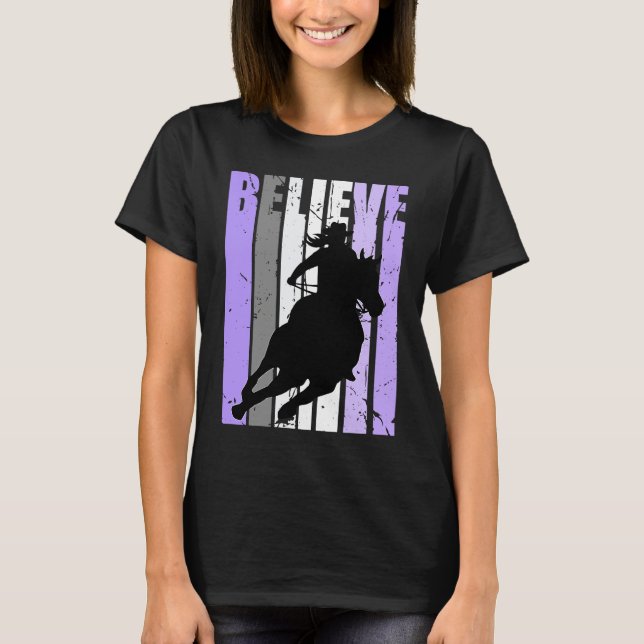 Purple Cowgirl Barrel Racing Horse Riding Rider Ri T-Shirt (Front)