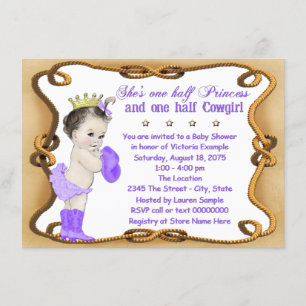 Purple Cowgirl Princess Baby Shower Invitation